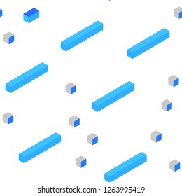 Light BLUE vector seamless, isometric template with rhombus. Beautiful illustration with rectangles and squares. Texture for window blinds, curtains.