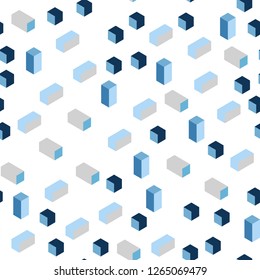 Light BLUE vector seamless, isometric texture in rectangular style. Abstract gradient illustration with rectangles. Pattern for trendy fabric, wallpapers.