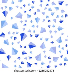 Light BLUE vector seamless, isometric template with crystals, triangles. Decorative design in abstract style with triangles. Design for textile, fabric, wallpapers.