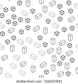 Light BLUE vector seamless, isometric pattern in square style. Decorative design in abstract style with rectangles. Template for business cards, websites.