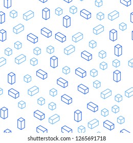 Light BLUE vector seamless, isometric texture in rectangular style. Illustration with set of colorful rectangles. Pattern for trendy fabric, wallpapers.