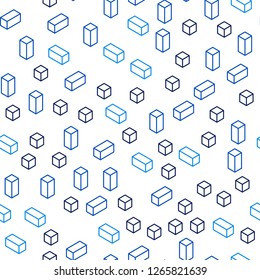Light BLUE vector seamless, isometric texture in rectangular style. Illustration with set of colorful rectangles. Design for textile, fabric, wallpapers.