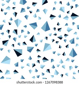 Light BLUE vector seamless, isometric background with triangles. Illustration with set of colorful triangles. Pattern for trendy fabric, wallpapers.