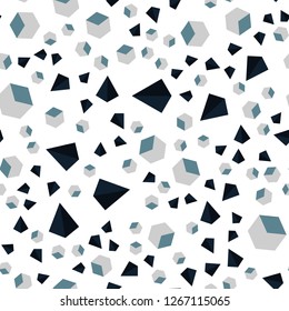 Light BLUE vector seamless, isometric template with crystals, squares. Abstract illustration with colorful lines, cubes. Texture for window blinds, curtains.