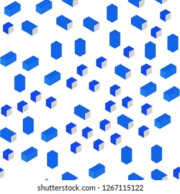 Light BLUE vector seamless, isometric background with rectangles. Decorative design in abstract style with rectangles. Texture for window blinds, curtains.