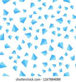 Light BLUE vector seamless, isometric template with crystals, triangles. Decorative design in abstract style with triangles. Design for wallpaper, fabric makers.