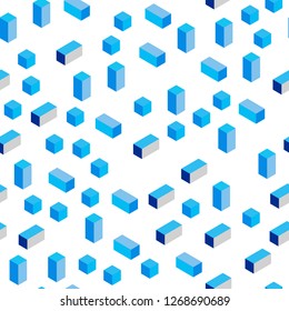 Light BLUE vector seamless, isometric texture in rectangular style. Rectangles on abstract background with colorful gradient. Template for business cards, websites.