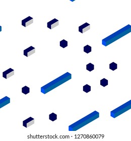 Light BLUE vector seamless, isometric backdrop with rhombus. Glitter abstract illustration with rectangular shapes. Texture for window blinds, curtains.