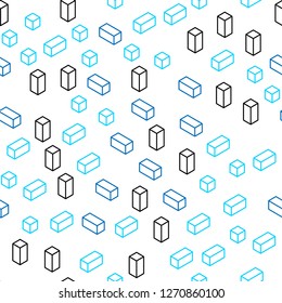 Light BLUE vector seamless, isometric layout with lines, rectangles. Rectangles on abstract background with colorful gradient. Pattern for trendy fabric, wallpapers.