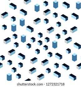 Light BLUE vector seamless, isometric background with rectangles. Illustration with set of colorful rectangles. Design for wallpaper, fabric makers.