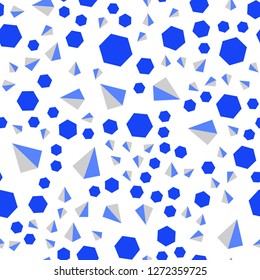 Light BLUE vector seamless, isometric cover with triangles, rectangles. Illustration with set of colorful triangles, squares. Design for textile, fabric, wallpapers.