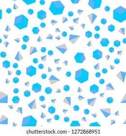 Light BLUE vector seamless, isometric cover with triangles, rectangles. Illustration with set of colorful triangles, squares. Texture for window blinds, curtains.