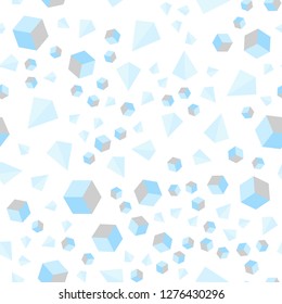 Light BLUE vector seamless, isometric backdrop with lines, rhombus. Glitter abstract illustration with squares, lines. Design for textile, fabric, wallpapers.