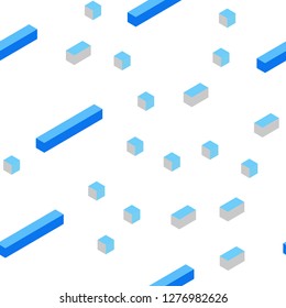 Light BLUE vector seamless, isometric texture in rectangular style. Illustration with set of colorful rectangles. Template for business cards, websites.