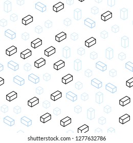 Light BLUE vector seamless, isometric layout with lines, rectangles. Decorative design in abstract style with rectangles. Pattern for design of fabric, wallpapers.