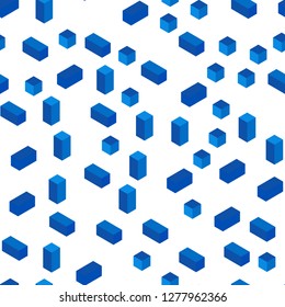 Light BLUE vector seamless, isometric layout with lines, rectangles. Glitter abstract illustration with rectangular shapes. Pattern for design of fabric, wallpapers.
