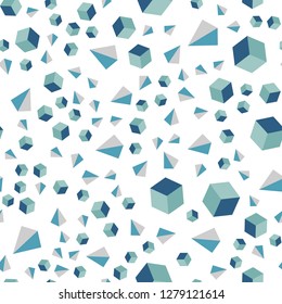 Light BLUE vector seamless, isometric template with crystals, squares. Glitter abstract illustration with squares, lines. Pattern for trendy fabric, wallpapers.
