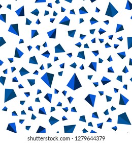 Light BLUE vector seamless, isometric texture with triangular style. Illustration with set of colorful triangles. Pattern for design of fabric, wallpapers.