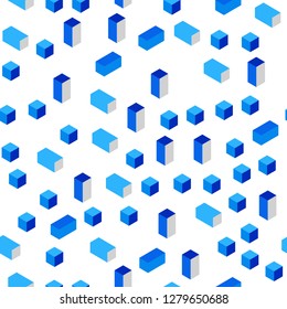 Light BLUE vector seamless, isometric template with rhombus. Modern abstract illustration with colorful rectangles. Texture for window blinds, curtains.