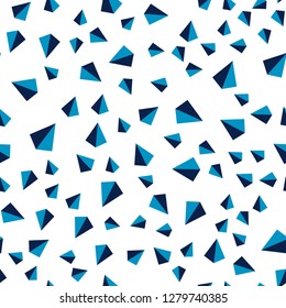 Light BLUE vector seamless, isometric template with crystals, triangles. Glitter abstract illustration with triangular shapes. Texture for window blinds, curtains.