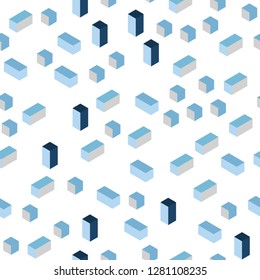 Light BLUE vector seamless, isometric background with rectangles. Modern abstract illustration with colorful rectangles. Pattern for design of fabric, wallpapers.