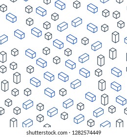 Light BLUE vector seamless, isometric texture in rectangular style. Glitter abstract illustration with rectangular shapes. Texture for window blinds, curtains.