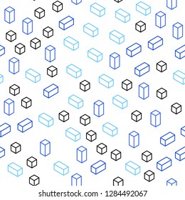Light BLUE vector seamless, isometric template with rhombus. Abstract gradient illustration with rectangles. Design for textile, fabric, wallpapers.