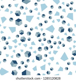 Light BLUE vector seamless, isometric cover with triangles, rectangles. Decorative design in abstract style with lines, cubes. Design for textile, fabric, wallpapers.