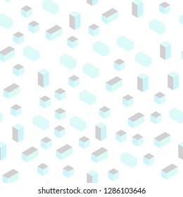 Light BLUE vector seamless, isometric background with rectangles. Decorative design in abstract style with rectangles. Pattern for design of fabric, wallpapers.