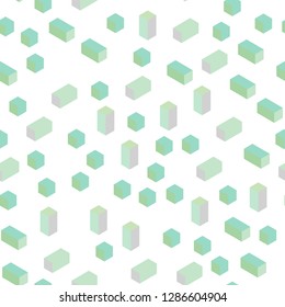 Light BLUE vector seamless, isometric template with rhombus. Beautiful illustration with rectangles and squares. Texture for window blinds, curtains.