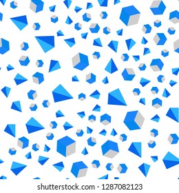 Light BLUE vector seamless, isometric cover with triangles, rectangles. Decorative design in abstract style with lines, cubes. Pattern for design of fabric, wallpapers.