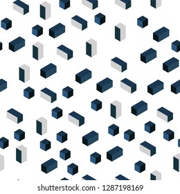 Light BLUE vector seamless, isometric backdrop with rhombus. Rectangles on abstract background with colorful gradient. Pattern for trendy fabric, wallpapers.