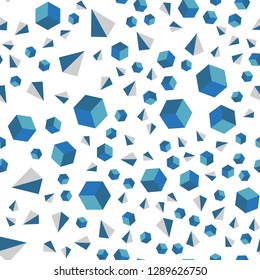 Light BLUE vector seamless, isometric template with crystals, squares. Abstract gradient illustration with triangles, cubes. Design for textile, fabric, wallpapers.