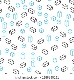 Light BLUE vector seamless, isometric backdrop with rhombus. Abstract gradient illustration with rectangles. Pattern for design of fabric, wallpapers.