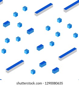 Light BLUE vector seamless, isometric texture in rectangular style. Decorative design in abstract style with rectangles. Texture for window blinds, curtains.