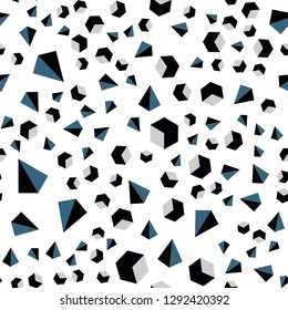 Light BLUE vector seamless, isometric layout with rectangles, triangles. Lines, rhombus with colorful gradient. Texture for window blinds, curtains.