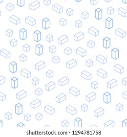 Light BLUE vector seamless, isometric texture in rectangular style. Decorative design in abstract style with rectangles. Template for business cards, websites.