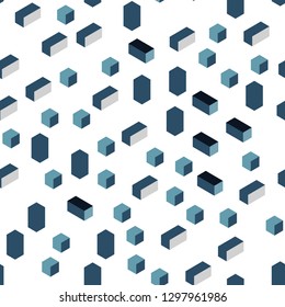 Light BLUE vector seamless, isometric cover in polygonal style. Illustration with set of colorful rectangles. Design for textile, fabric, wallpapers.