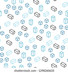 Light BLUE vector seamless, isometric template with rhombus. Beautiful illustration with rectangles and squares. Pattern for design of fabric, wallpapers.
