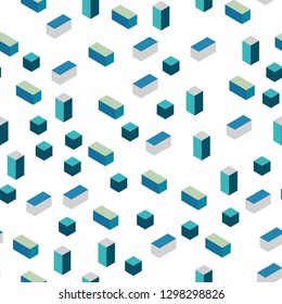 Light BLUE vector seamless, isometric background with rectangles. Rectangles on abstract background with colorful gradient. Texture for window blinds, curtains.