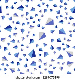 Light BLUE vector seamless, isometric backdrop with lines, triangles. Illustration with set of colorful triangles. Texture for window blinds, curtains.