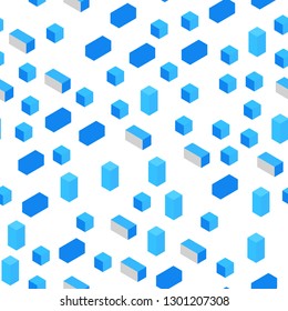 Light BLUE vector seamless, isometric layout with lines, rectangles. Rectangles on abstract background with colorful gradient. Pattern for trendy fabric, wallpapers.