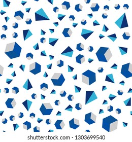 Light BLUE vector seamless, isometric background with triangles, cubes. Glitter abstract illustration with squares, lines. Template for business cards, websites.