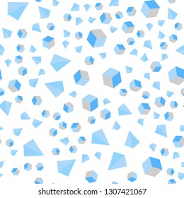 Light BLUE vector seamless, isometric backdrop with lines, rhombus. Illustration with set of colorful triangles, squares. Pattern for design of fabric, wallpapers.