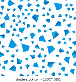 Light BLUE vector seamless, isometric pattern with polygonal style. Illustration with set of colorful triangles. Pattern for design of fabric, wallpapers.