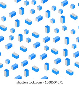 Light BLUE vector seamless, isometric template with rhombus. Beautiful illustration with rectangles and squares. Texture for window blinds, curtains.