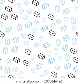 Light BLUE vector seamless, isometric texture in rectangular style. Rectangles on abstract background with colorful gradient. Template for business cards, websites.
