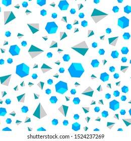Light BLUE vector seamless, isometric template with crystals, squares. Glitter abstract illustration with squares, lines. Pattern for design of fabric, wallpapers.