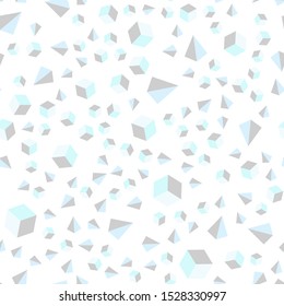 Light BLUE vector seamless, isometric texture with poly style with cubes. Illustration with colorful triangles, rectangles. Pattern for trendy fabric, wallpapers.