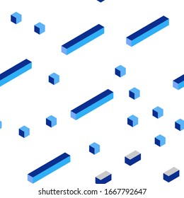 Vector AZUL claro sin fisuras, fondo isométrico con rhombus. Ilustración con un conjunto de rectángulos coloridos. Patrón de tela moderna, tapicería.